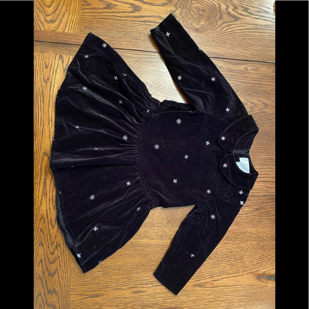 Beautiful Black Velvet Silver Snowflake Dress